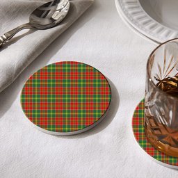 ScotsTee Shop Scottish Donald of Kingsburgh Modern Tartan Drinks Coasters – Wood, Rubber, Ceramic