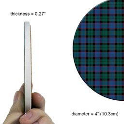 ScotsTee Shop Scottish Fergusson of Balquhidder Modern Tartan Drinks Coasters – Wood, Rubber, Ceramic