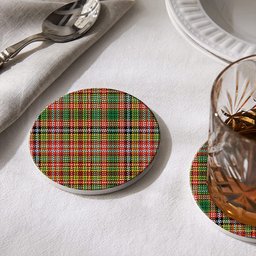 ScotsTee Shop Scottish Drummond of Strathallan Ancient Tartan Drinks Coasters – Wood, Rubber, Ceramic