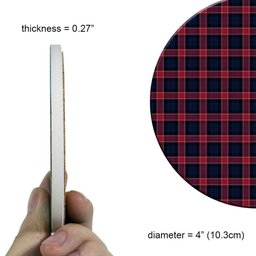 ScotsTee Shop Scottish Graham of Menteith Red Modern Tartan Drinks Coasters – Wood, Rubber, Ceramic