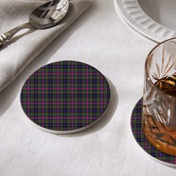 ScotsTee Shop Scottish Graham of Airth Modern Tartan Drinks Coasters – Wood, Rubber, Ceramic