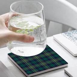 ScotsTee Shop Scottish Hunter of Hunterston Modern Tartan Drinks Coasters – Wood, Rubber, Ceramic
