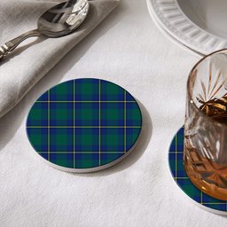 ScotsTee Shop Scottish Irvine of Bonshaw Modern Tartan Drinks Coasters – Wood, Rubber, Ceramic