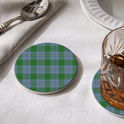 ScotsTee Shop Scottish Irvine of Bonshaw Ancient Tartan Drinks Coasters – Wood, Rubber, Ceramic
