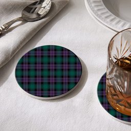 ScotsTee Shop Scottish MacArthur of Milton Modern Tartan Drinks Coasters – Wood, Rubber, Ceramic