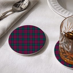 ScotsTee Shop Scottish Lindsay #2 Modern Clan Tartan Drinks Coasters – Wood, Rubber, Ceramic