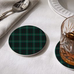 ScotsTee Shop Scottish McAuley Hunting Modern Tartan Drinks Coasters – Wood, Rubber, Ceramic
