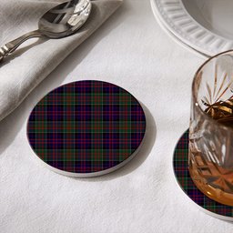 ScotsTee Shop Scottish McDonald of Clan Ranald Tartan Drinks Coasters – Wood, Rubber, Ceramic