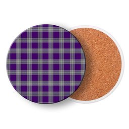 ScotsTee Shop Scottish Menzies Mauve and White Tartan Drinks Coasters – Wood, Rubber, Ceramic