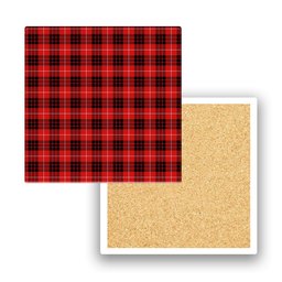 ScotsTee Shop Scottish Munro Black and Red Modern Tartan Drinks Coasters – Wood, Rubber, Ceramic