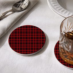 ScotsTee Shop Scottish Murray of Ochtertyre Tartan Drinks Coasters – Wood, Rubber, Ceramic