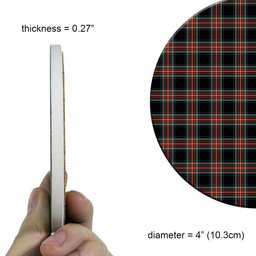 ScotsTee Shop Scottish Stewart Black Modern Tartan Drinks Coasters – Wood, Rubber, Ceramic