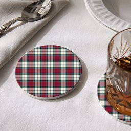 ScotsTee Shop Scottish Rose Dress Modern Tartan Drinks Coasters – Wood, Rubber, Ceramic