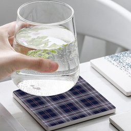 ScotsTee Shop Scottish Yokohama Takashimaya Blue Tartan Drinks Coasters – Wood, Rubber, Ceramic