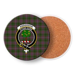 ScotsTee Shop Scottish Anderson of Kinneddar Hunting Crest Tartan Drinks Coasters – Wood, Rubber, Ceramic