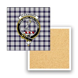 ScotsTee Shop Scottish Alexander of Menstry Dress Modern Crest Tartan Drinks Coasters – Wood, Rubber, Ceramic