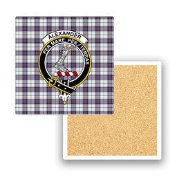 ScotsTee Shop Scottish Alexander of Menstry Dress Ancient Crest Tartan Drinks Coasters – Wood, Rubber, Ceramic