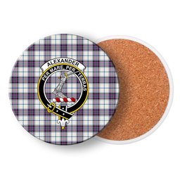 ScotsTee Shop Scottish Alexander of Menstry Dress Ancient Crest Tartan Drinks Coasters – Wood, Rubber, Ceramic