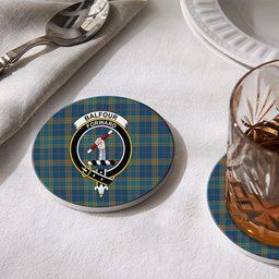 ScotsTee Shop Scottish Balfour Blue Ancient Crest Tartan Drinks Coasters – Wood, Rubber, Ceramic