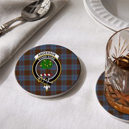 ScotsTee Shop Scottish Anderson MacGregor Hastie 4 Crest Tartan Drinks Coasters – Wood, Rubber, Ceramic