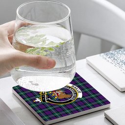 ScotsTee Shop Scottish Baillie Highland Society Modern Crest Tartan Drinks Coasters – Wood, Rubber, Ceramic