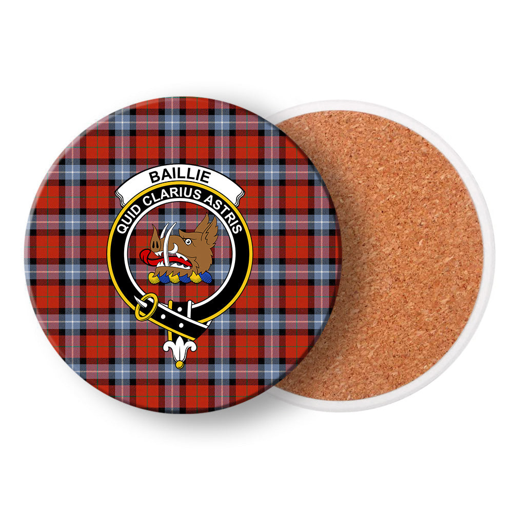 ScotsTee Shop Scottish Baillie of Polkemmet Red Ancient Crest Tartan Drinks Coasters – Wood, Rubber, Ceramic