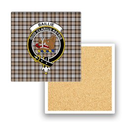 ScotsTee Shop Scottish Baillie Dress Modern Clan Crest Tartan Drinks Coasters – Wood, Rubber, Ceramic