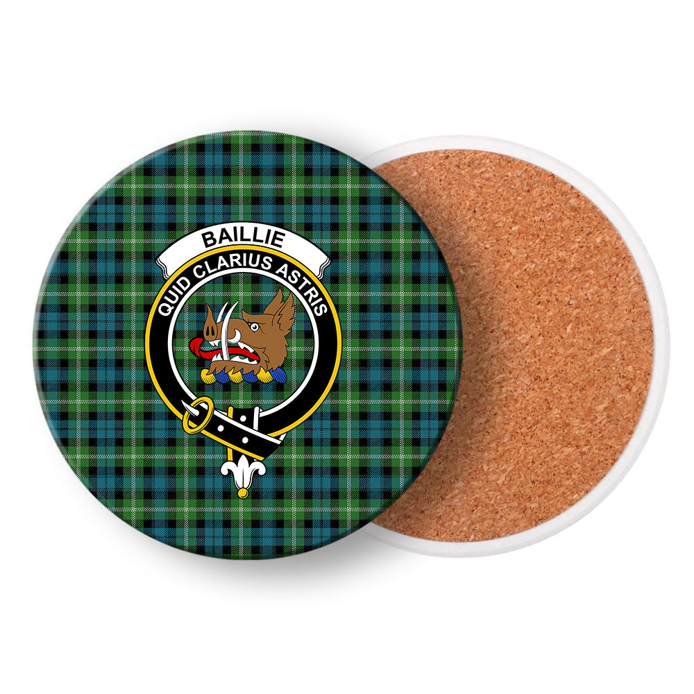 ScotsTee Shop Scottish Baillie of Polkemmet Ancient Crest Tartan Drinks Coasters – Wood, Rubber, Ceramic