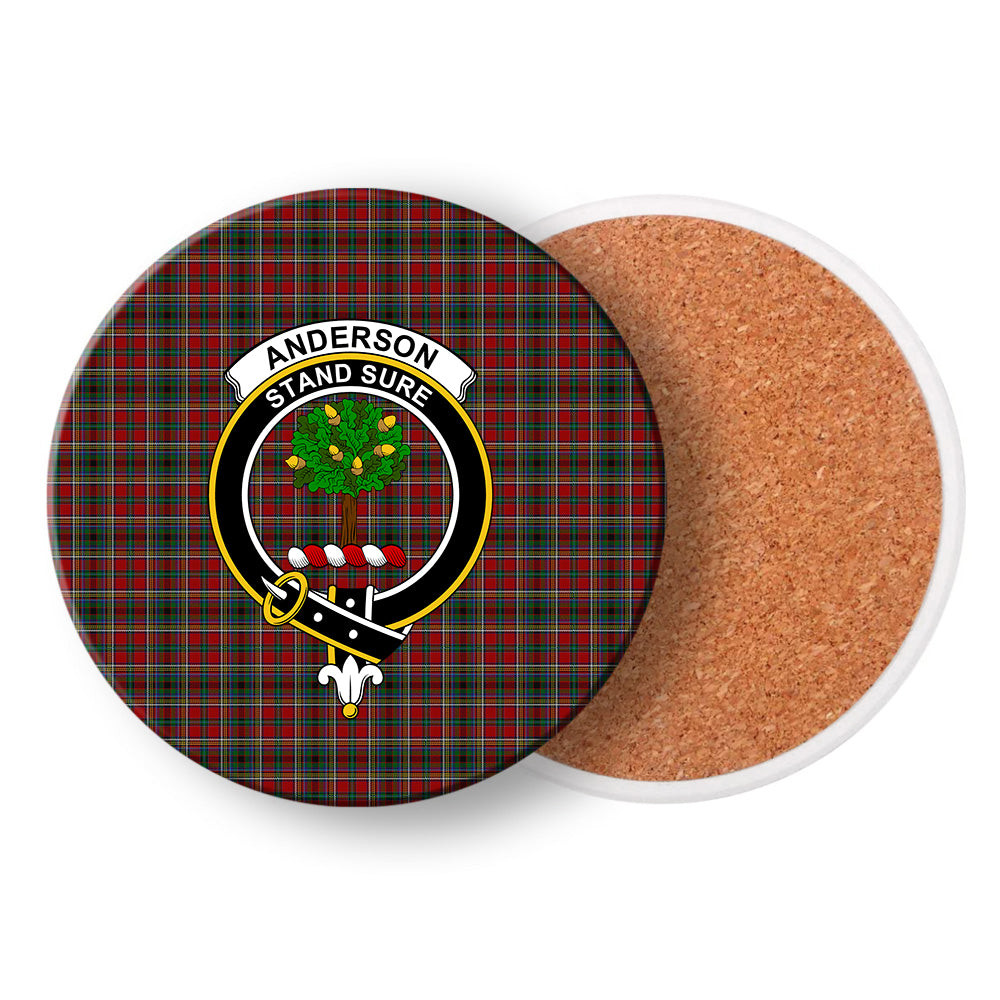 ScotsTee Shop Scottish Anderson of Ardbrake Crest Tartan Drinks Coasters – Wood, Rubber, Ceramic