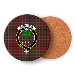 ScotsTee Shop Scottish Anderson of Ardbrake Crest Tartan Drinks Coasters – Wood, Rubber, Ceramic