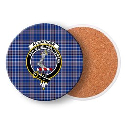 ScotsTee Shop Scottish Alexander of Menstry Ancient Crest Tartan Drinks Coasters – Wood, Rubber, Ceramic