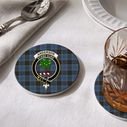 ScotsTee Shop Scottish Anderson MacGregor Hastie 2 Crest Tartan Drinks Coasters – Wood, Rubber, Ceramic