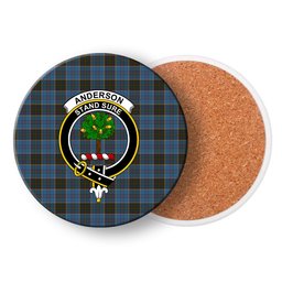 ScotsTee Shop Scottish Anderson MacGregor Hastie 2 Crest Tartan Drinks Coasters – Wood, Rubber, Ceramic