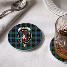 ScotsTee Shop Scottish Brodie Hunting Ancient Crest Tartan Drinks Coasters – Wood, Rubber, Ceramic