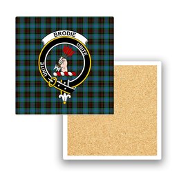 ScotsTee Shop Scottish Brodie Hunting Ancient Crest Tartan Drinks Coasters – Wood, Rubber, Ceramic