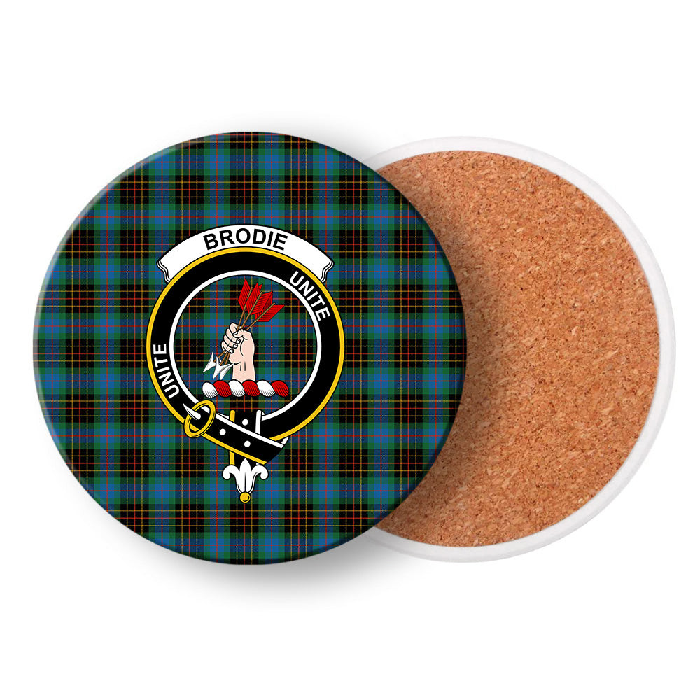 ScotsTee Shop Scottish Brodie Hunting Ancient Crest Tartan Drinks Coasters – Wood, Rubber, Ceramic
