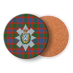 ScotsTee Shop Scottish Black Watch Pipe Band Ancient Crest Tartan Drinks Coasters – Wood, Rubber, Ceramic
