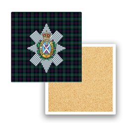 ScotsTee Shop Scottish Black Watch Coarse Kilt Modern Crest Tartan Drinks Coasters – Wood, Rubber, Ceramic