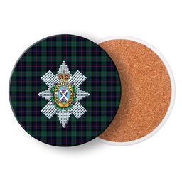 ScotsTee Shop Scottish Black Watch Coarse Kilt Modern Crest Tartan Drinks Coasters – Wood, Rubber, Ceramic