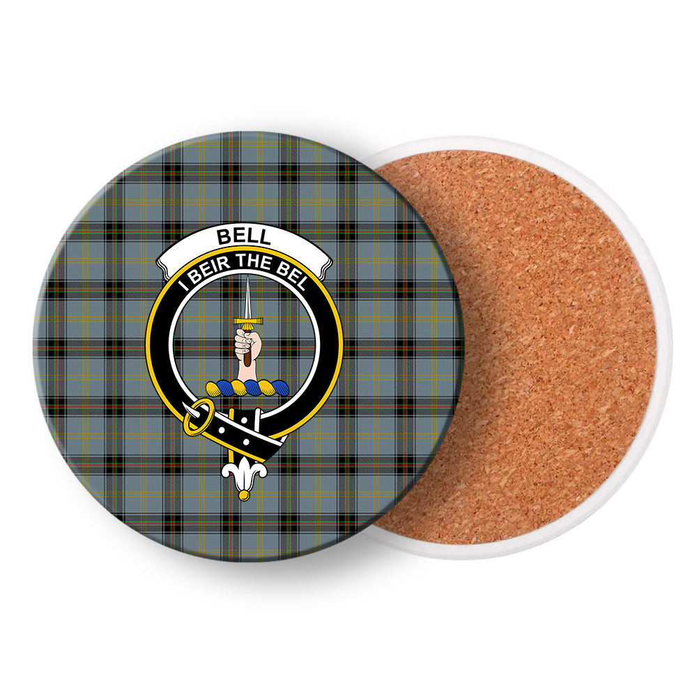 ScotsTee Shop Scottish Bell of the Borders Crest Tartan Drinks Coasters – Wood, Rubber, Ceramic