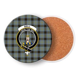 ScotsTee Shop Scottish Bell of the Borders Crest Tartan Drinks Coasters – Wood, Rubber, Ceramic