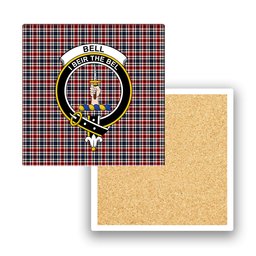 ScotsTee Shop Scottish Bell Border (Bell Southern Bell) Modern Crest Tartan Drinks Coasters – Wood, Rubber, Ceramic