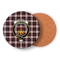 ScotsTee Shop Scottish Cameron of Erracht Dress Modern Crest Tartan Drinks Coasters – Wood, Rubber, Ceramic