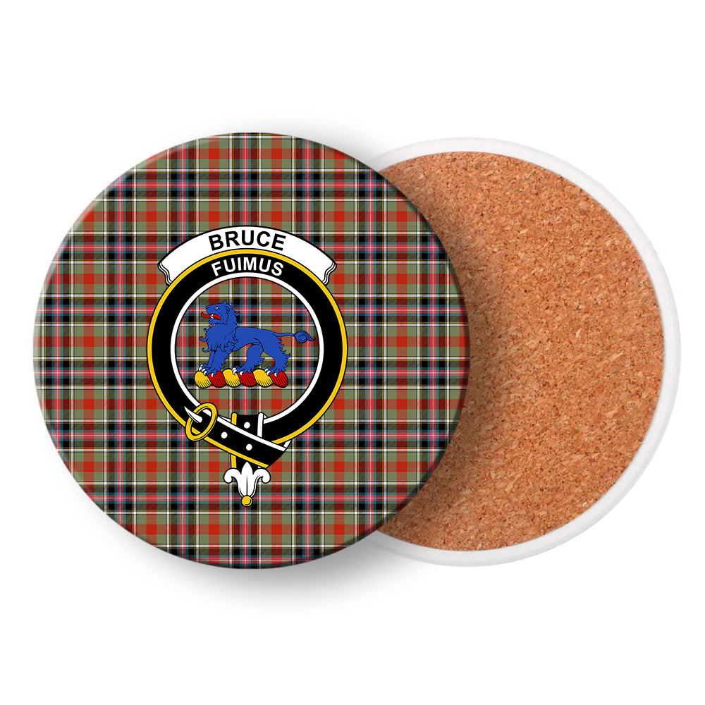ScotsTee Shop Scottish Bruce of Kinnaird Ancient Crest Tartan Drinks Coasters – Wood, Rubber, Ceramic