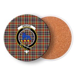 ScotsTee Shop Scottish Bruce of Kinnaird Ancient Crest Tartan Drinks Coasters – Wood, Rubber, Ceramic