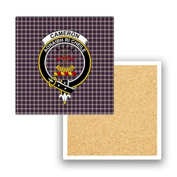 ScotsTee Shop Scottish Cameron of Erracht Dress Crest Tartan Drinks Coasters – Wood, Rubber, Ceramic