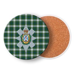 ScotsTee Shop Scottish Black Watch Dress Ancient Crest Tartan Drinks Coasters – Wood, Rubber, Ceramic