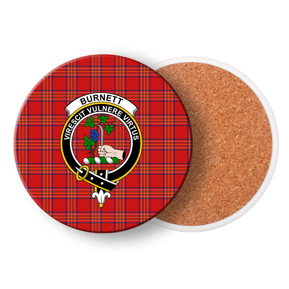 ScotsTee Shop Scottish Burnett of Leys Modern Crest Tartan Drinks Coasters – Wood, Rubber, Ceramic