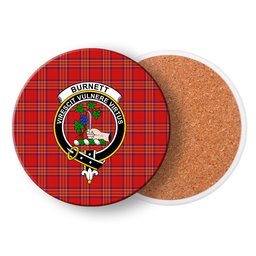 ScotsTee Shop Scottish Burnett of Leys Modern Crest Tartan Drinks Coasters – Wood, Rubber, Ceramic
