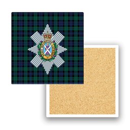 ScotsTee Shop Scottish Black Watch Large Sett Modern Crest Tartan Drinks Coasters – Wood, Rubber, Ceramic